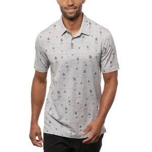 Travis Mathew Men's XL Havana Nights Golf Polo Heather Gray Pineapple Stretch